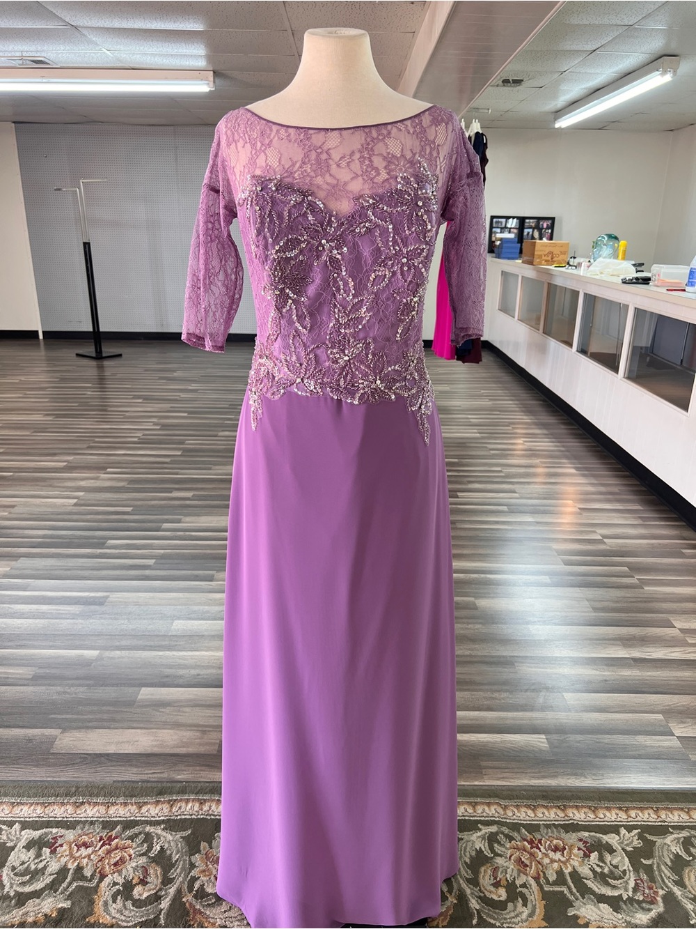 Elegant Wisteria Lace Evening Gown - Women's Formal Dress